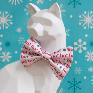 Christmas Cat Bow Tie and Collar - HO! HO! HO!'s on White