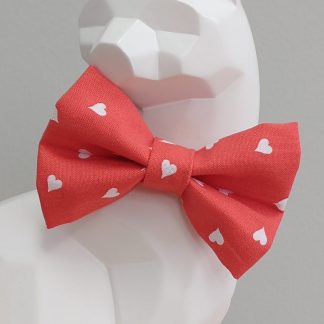 Valentine's Day Cat Bow Tie and Collar - Hearts on Red, Tiny
