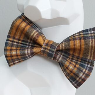 Cat Bow Tie and Collar - Cabin Plaid on Yellow