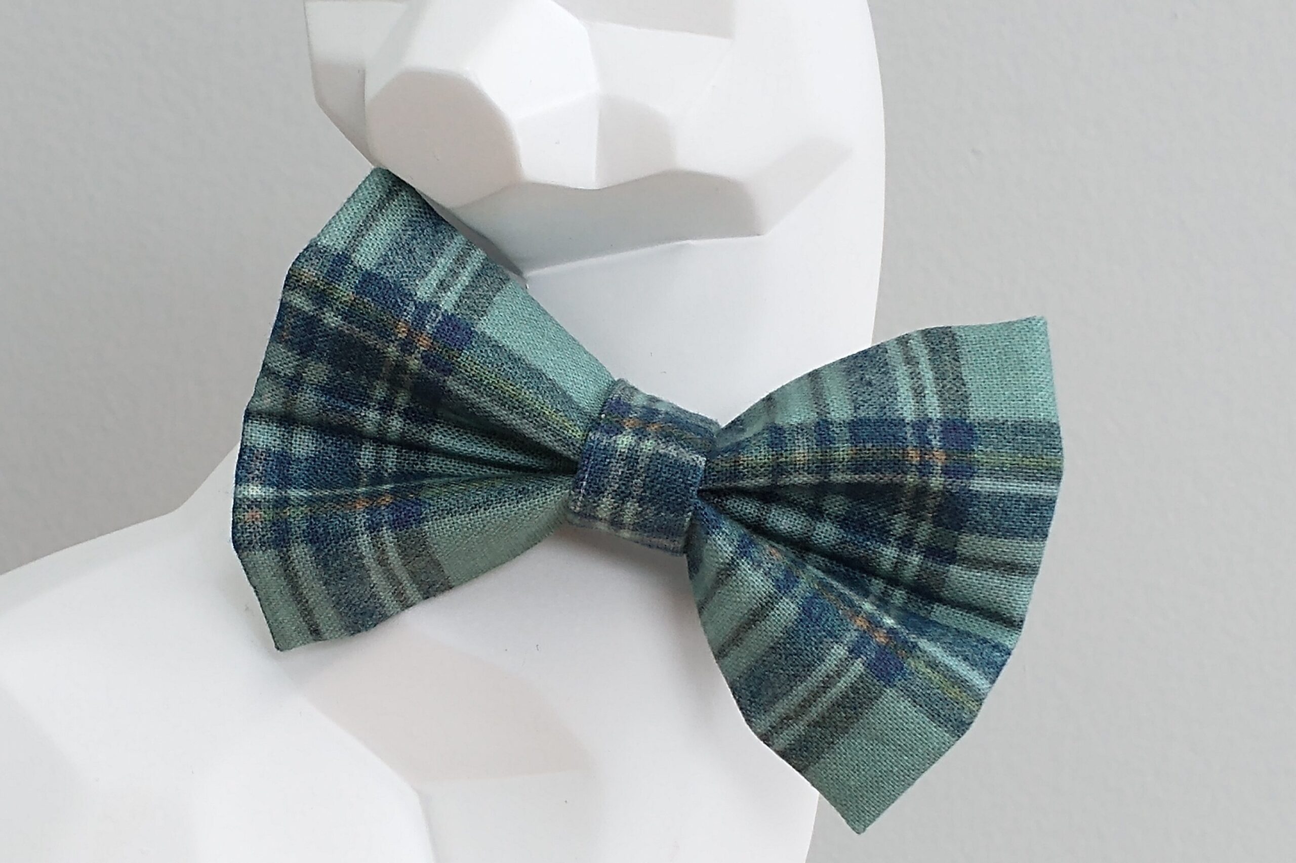 Cat Bow Tie and Collar - Cabin Plaid on Blue