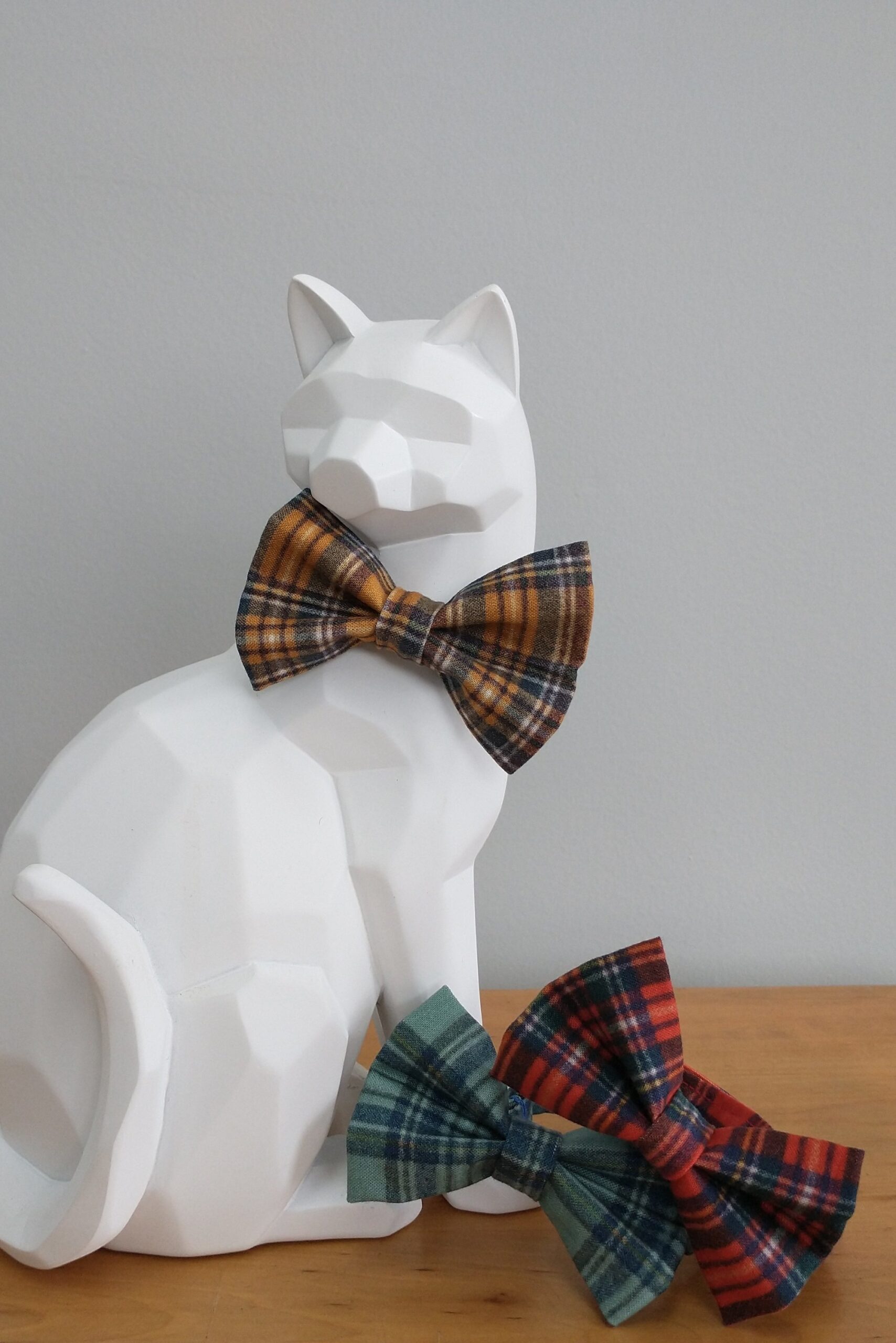 Cat Bow Tie and Collar - Cabin Plaid on Blue - Image 3