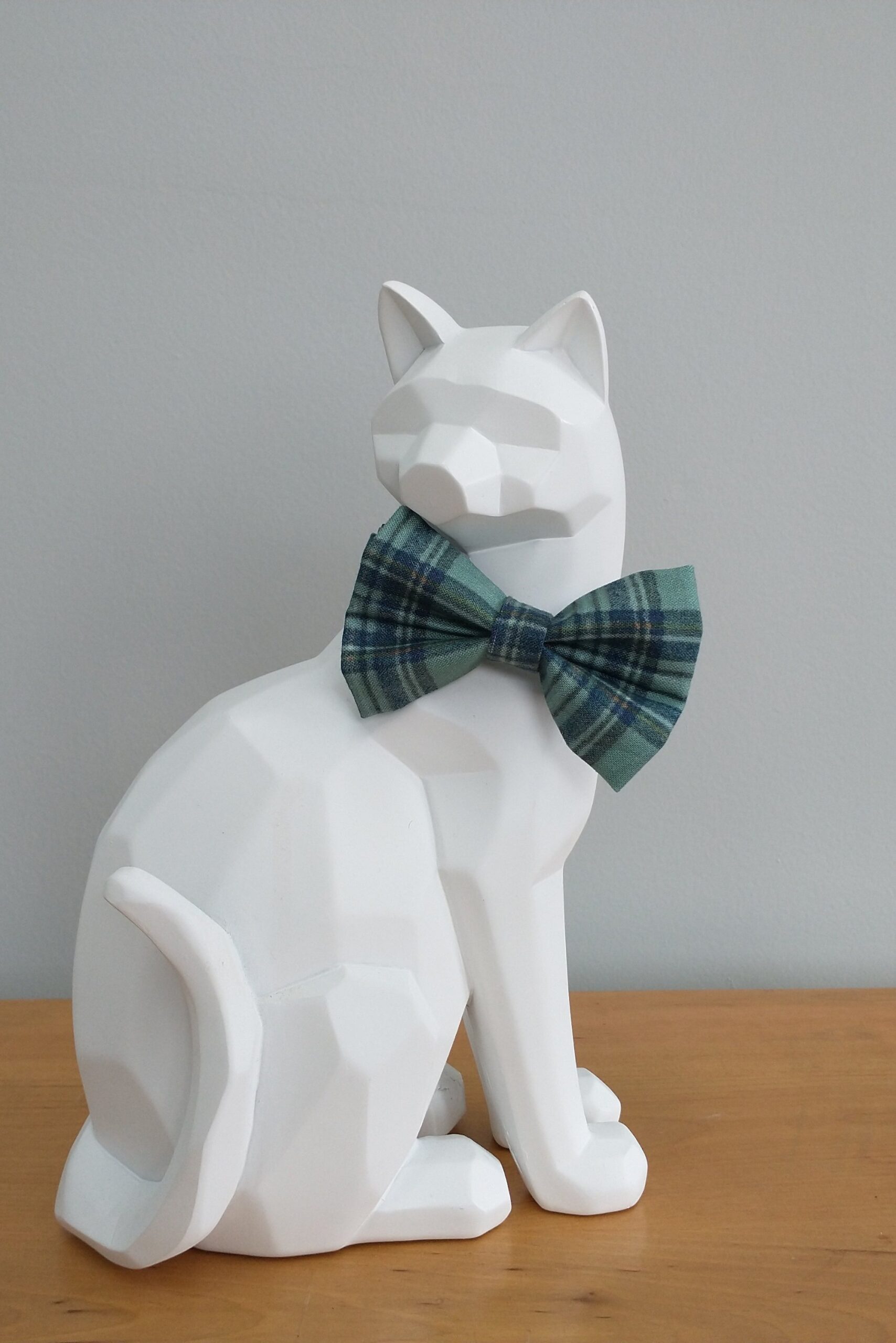 Cat Bow Tie and Collar - Cabin Plaid on Blue - Image 2