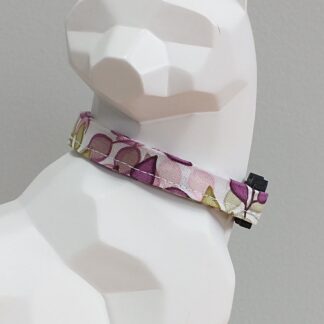 Cat Collar - Leaves, White