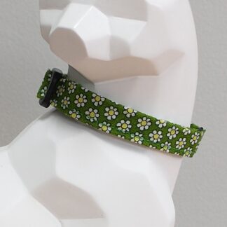 Kitten Collar - Daisies on Green