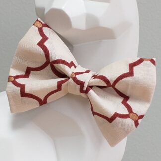 Cat Bow Tie and Collar - Burgundy Geometric