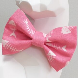 Cat Bow Tie and Collar - Pink Fish Bones