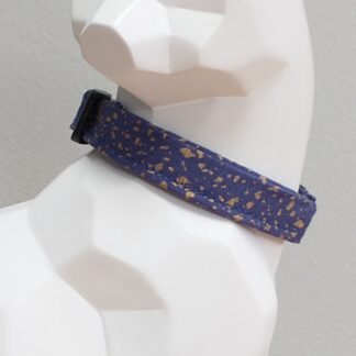 Kitten Collar - Gold Geometric on Blue