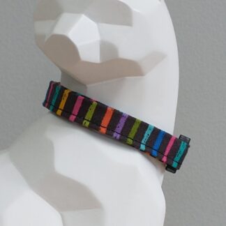 Cat Collar - Black Rainbow Pinstripe