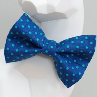 Cat Bow Tie and Collar - Dots, Aqua on Blue