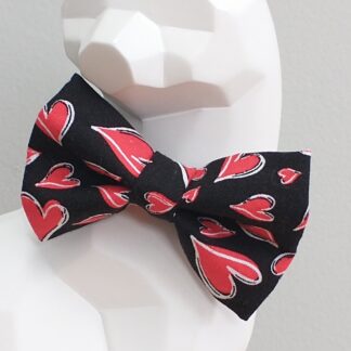 Valentine's Day Cat Bow Tie and Collar - Red Hearts on Black