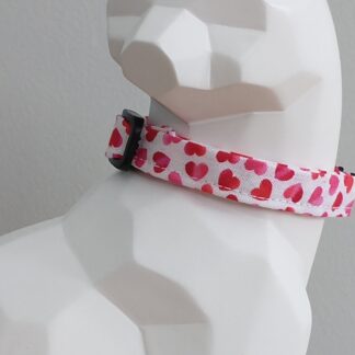 Valentine's Day Kitten Collar - Red Hearts on White