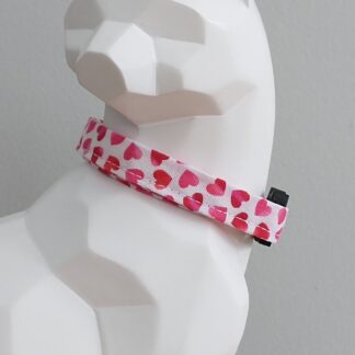 Valentine's Day Cat Collar - Red Hearts on White