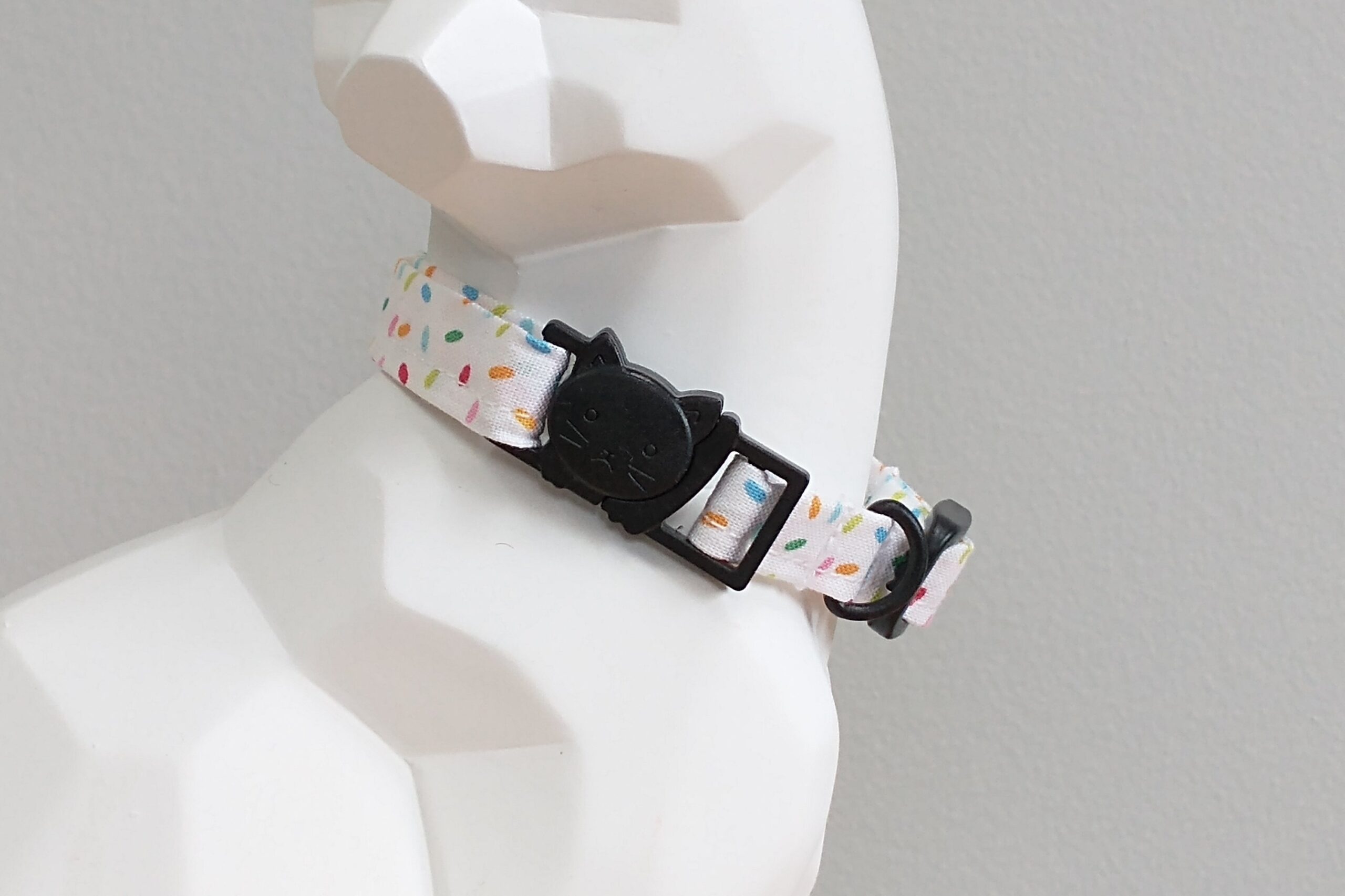 Cat Collar - Celebrate Good Times! Rainbow Sprinkles on White - Image 2
