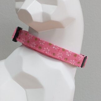Kitten Collar - Gold Floral on Pink