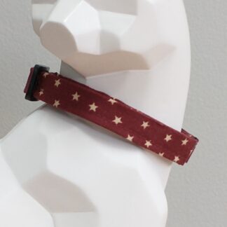 Kitten Collar - Tiny Stars on Wine Red