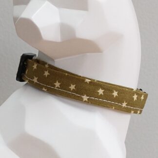 Kitten Collar - Tiny Stars on Olive Green
