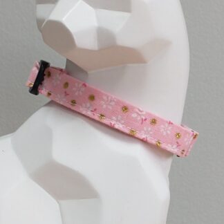 Kitten Collar - Gold Floral on Light Pink