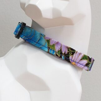 Kitten Collar - Large Floral on Black with Glittery Gold