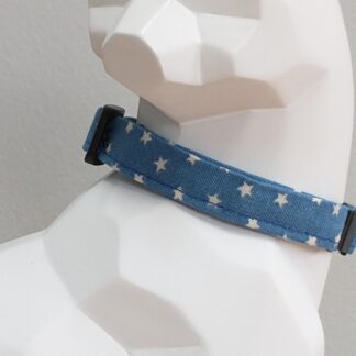 Kitten Collar - Tiny Stars on Denim Blue