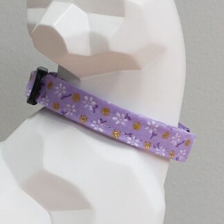 Kitten Collar - Gold Floral on Purple