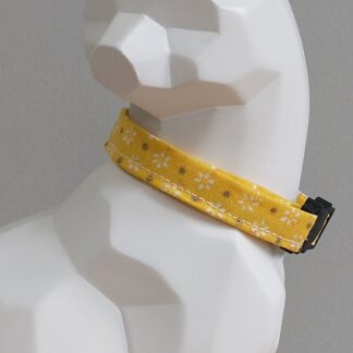 Cat Collar - Gold Floral on Yellow