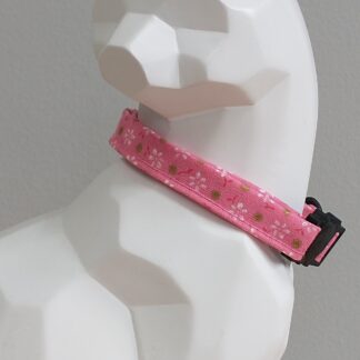 Cat Collar - Gold Floral on Pink