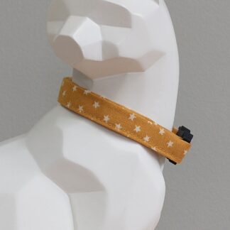Cat Collar - Tiny Stars on Mustard Yellow