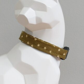 Cat Collar - Tiny Stars on Olive Green