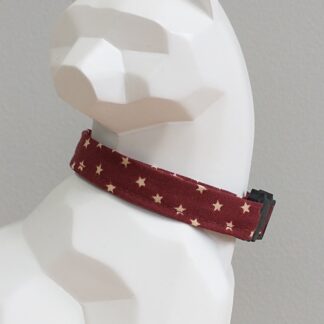 Cat Collar - Tiny Stars on Wine Red