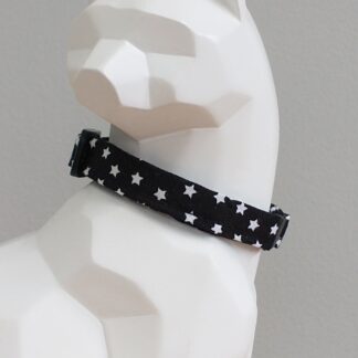 Cat Collar - Tiny Stars on Black