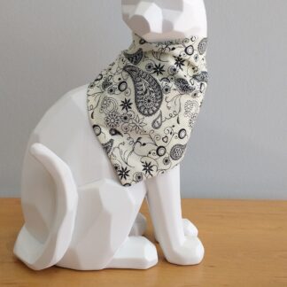 Cat Bandana - Black and White Paisley