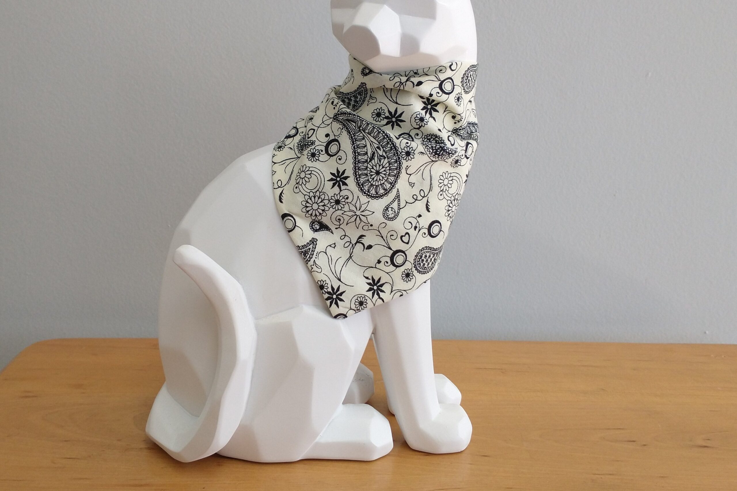 Cat Bandana - Black and White Paisley