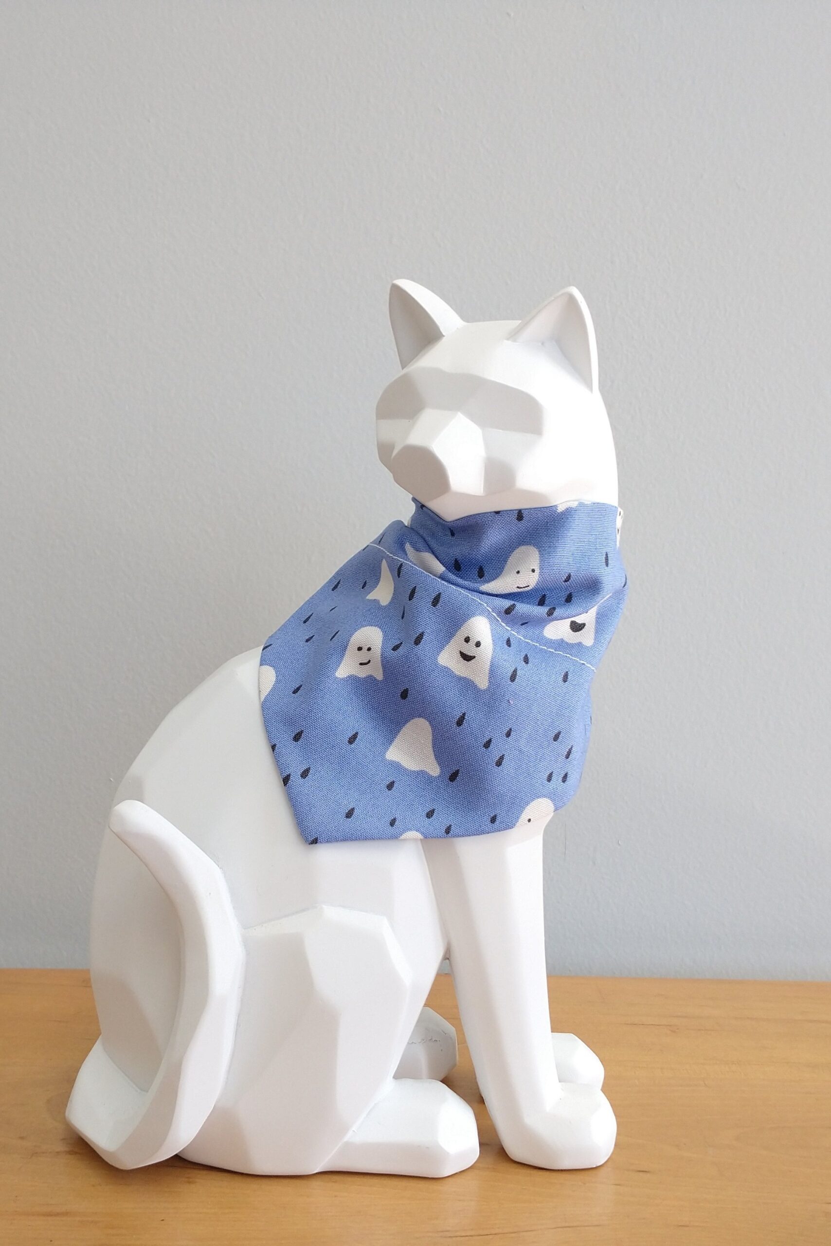 Halloween Cat Bandana - Blue Ghosties - Image 2