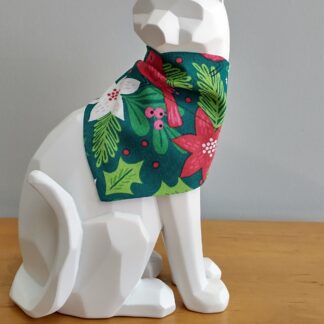 Christmas Cat Bandana - Cardinals on Dark Green