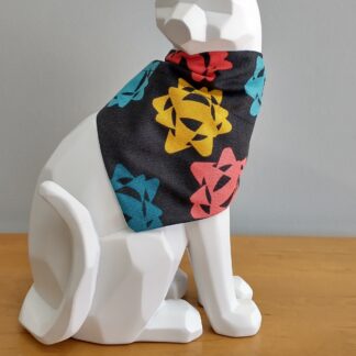 Christmas Cat Bandana - Big Bows on Black