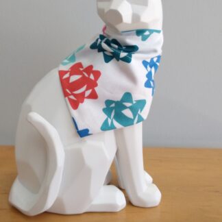 Christmas Cat Bandana - Big Bows on White