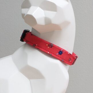Kitten Collar - Red with Blue Floral