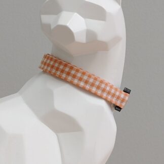 Thanksgiving Cat Collar - Gingham Orange