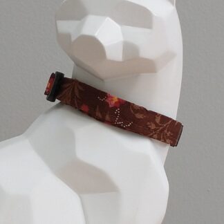 Thanksgiving Kitten Collar - Autumn Floral on Brown
