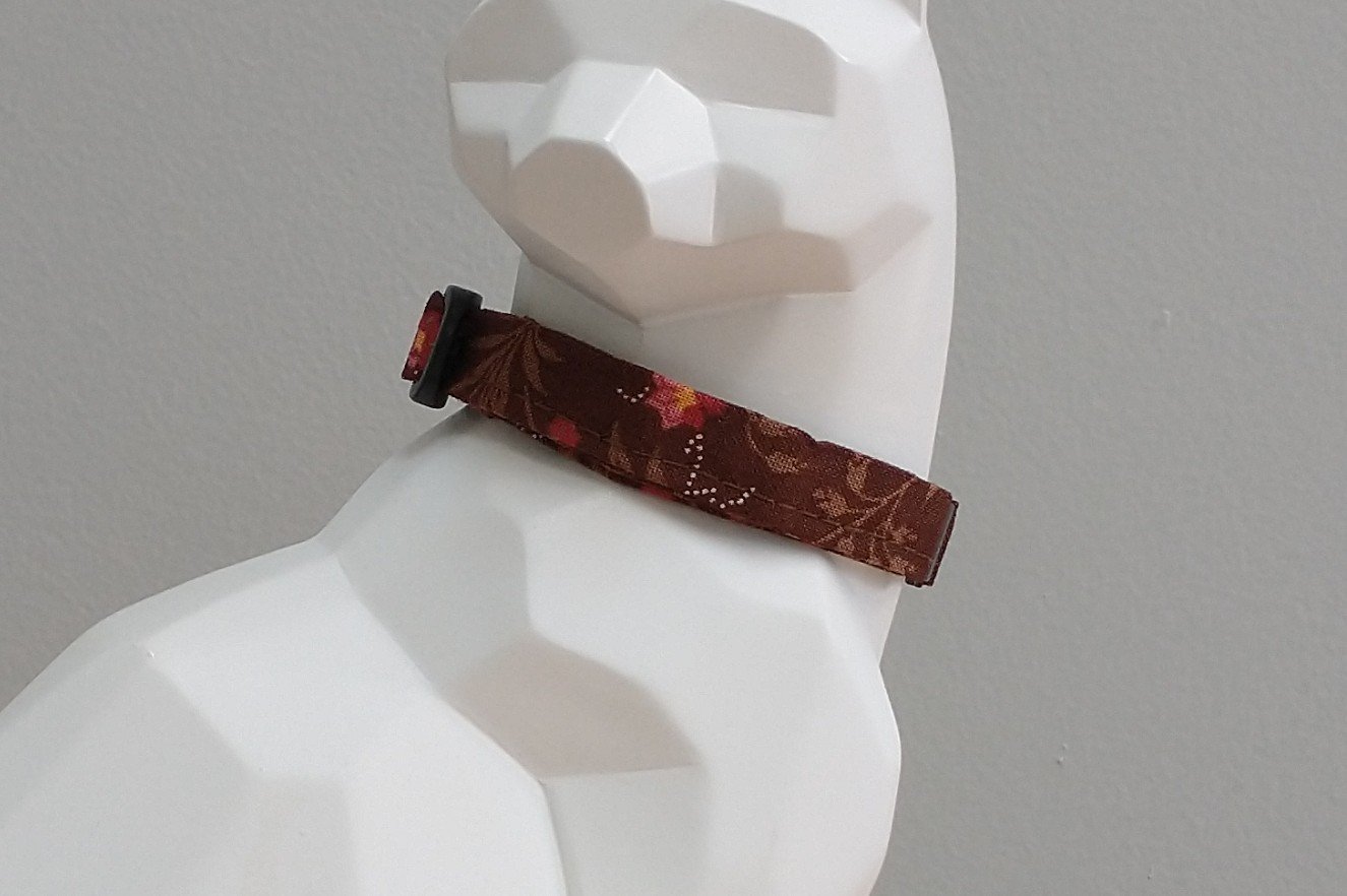 Thanksgiving Kitten Collar - Autumn Floral on Brown