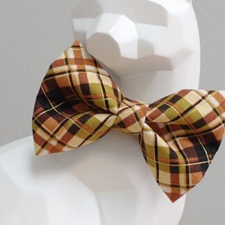 Thanksgiving Cat Bow Tie and Collar - Golden Harvest Plaid