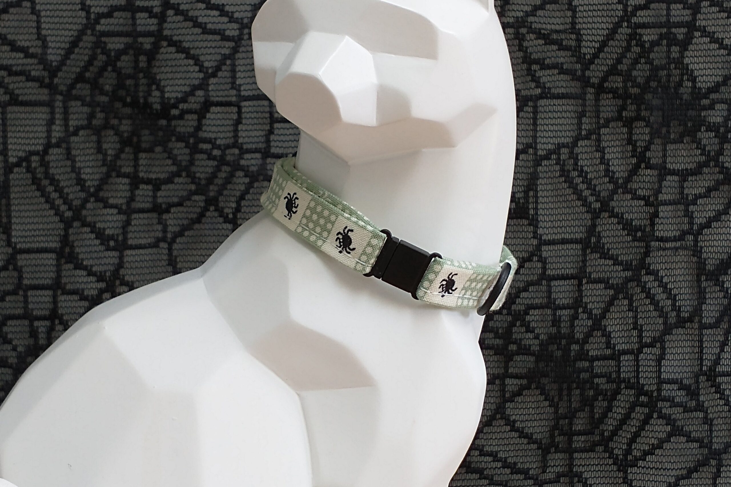 Halloween Kitten Collar - Bitsy Spiders, Light Green - Image 2