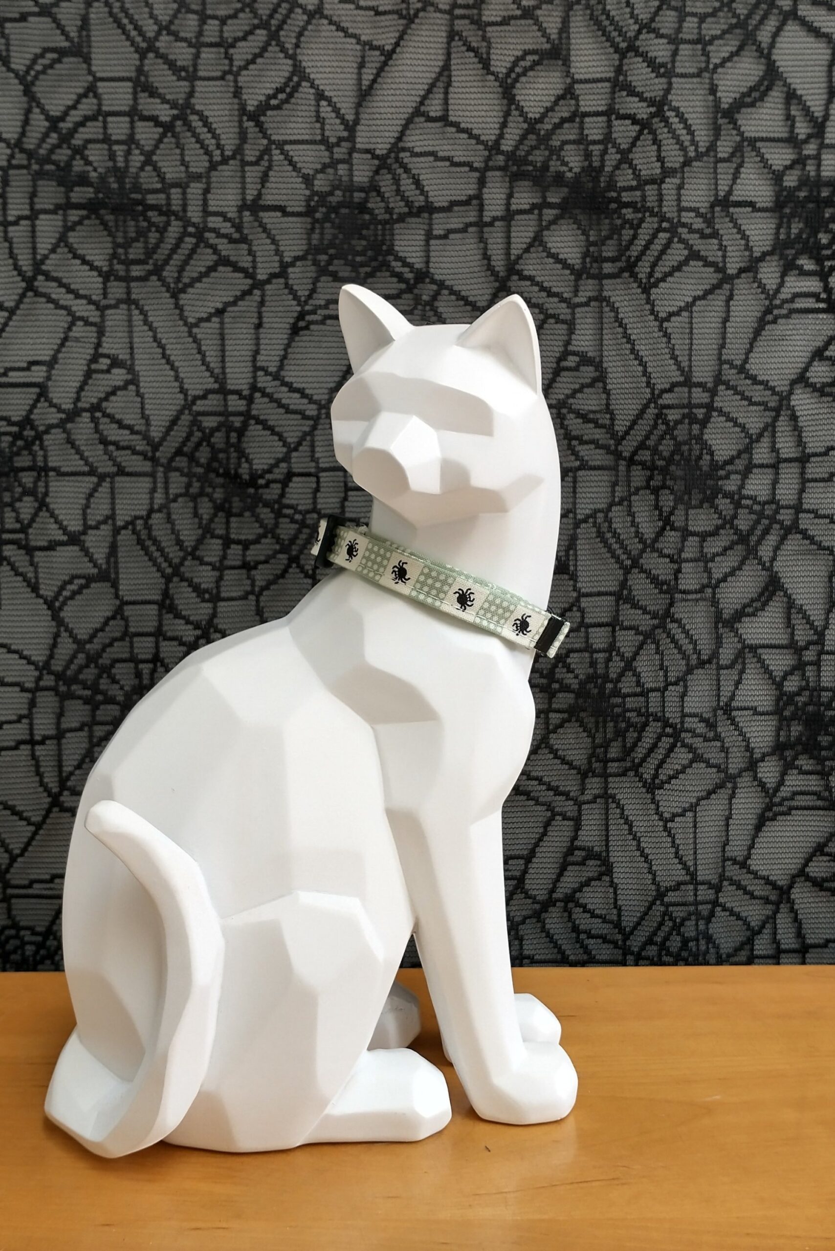 Halloween Kitten Collar - Bitsy Spiders, Light Green - Image 3