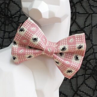 Halloween Cat Bow Tie and Collar - Bitsy Spiders, Pink
