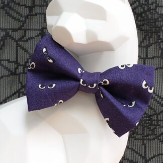 Halloween Cat Bow Tie and Collar - Spooky Eyes on Deep Purple