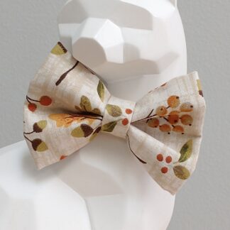 Thanksgiving Cat Bow Tie and Collar - Autumn Floral on Blue White