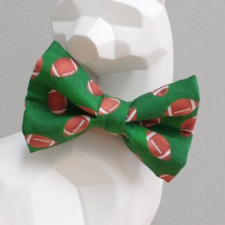 Thanksgiving Cat Bow Tie and Collar - Sporty Footballs on Green