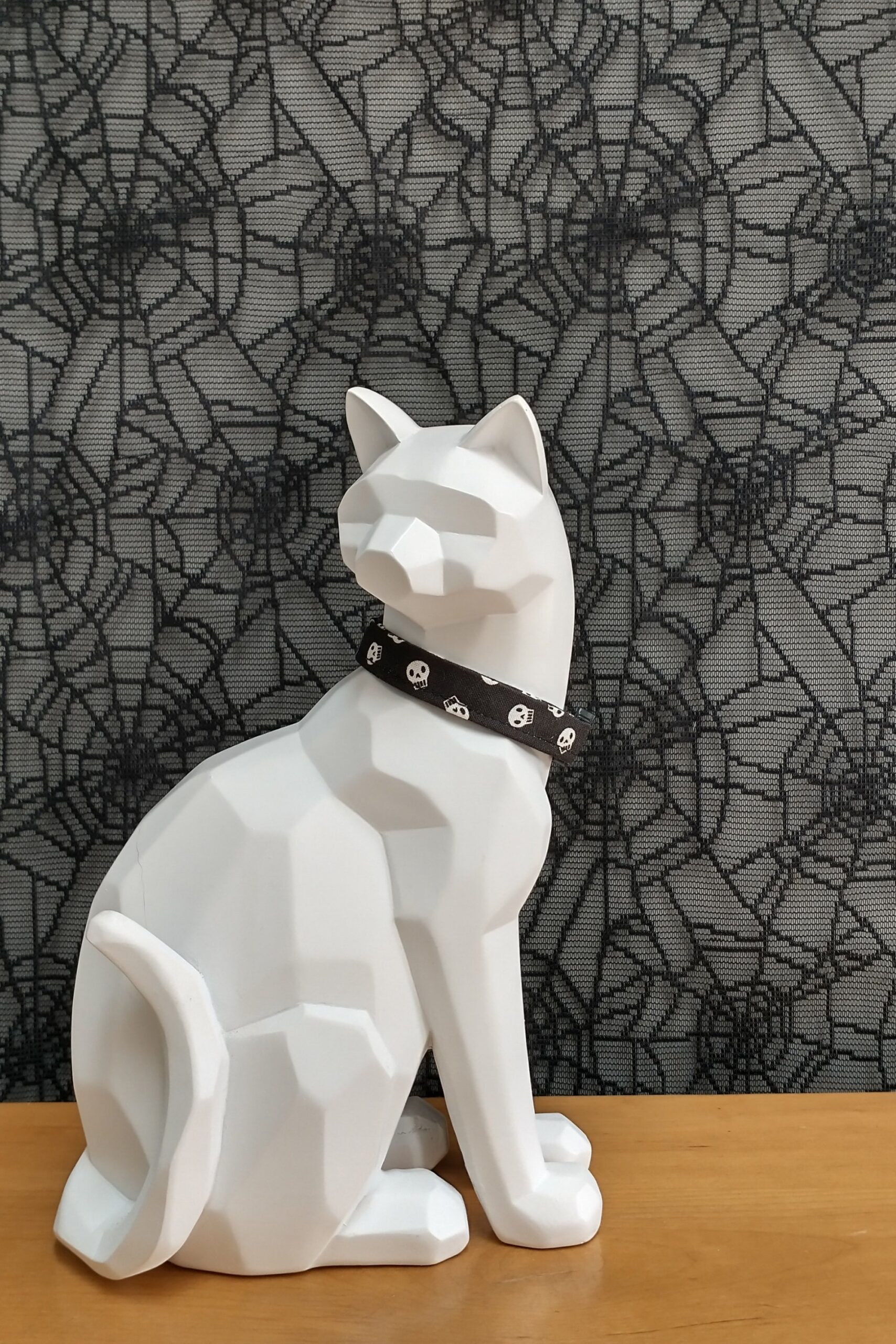 Halloween Kitten Collar - Tiny Skulls on Black - Image 2