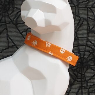 Halloween Cat Collar - Skulls on Orange