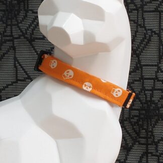 Halloween Kitten Collar - Tiny Skulls on Orange